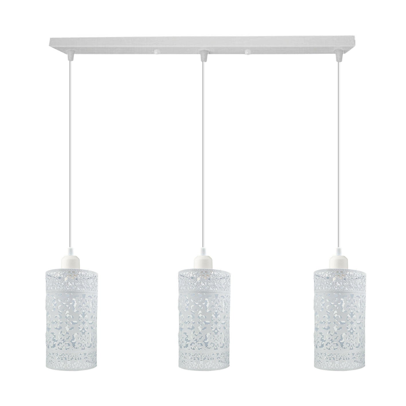 Industrial Retro 3-Light Pendant Fixture Metal Cage Shades Adjustable Wire