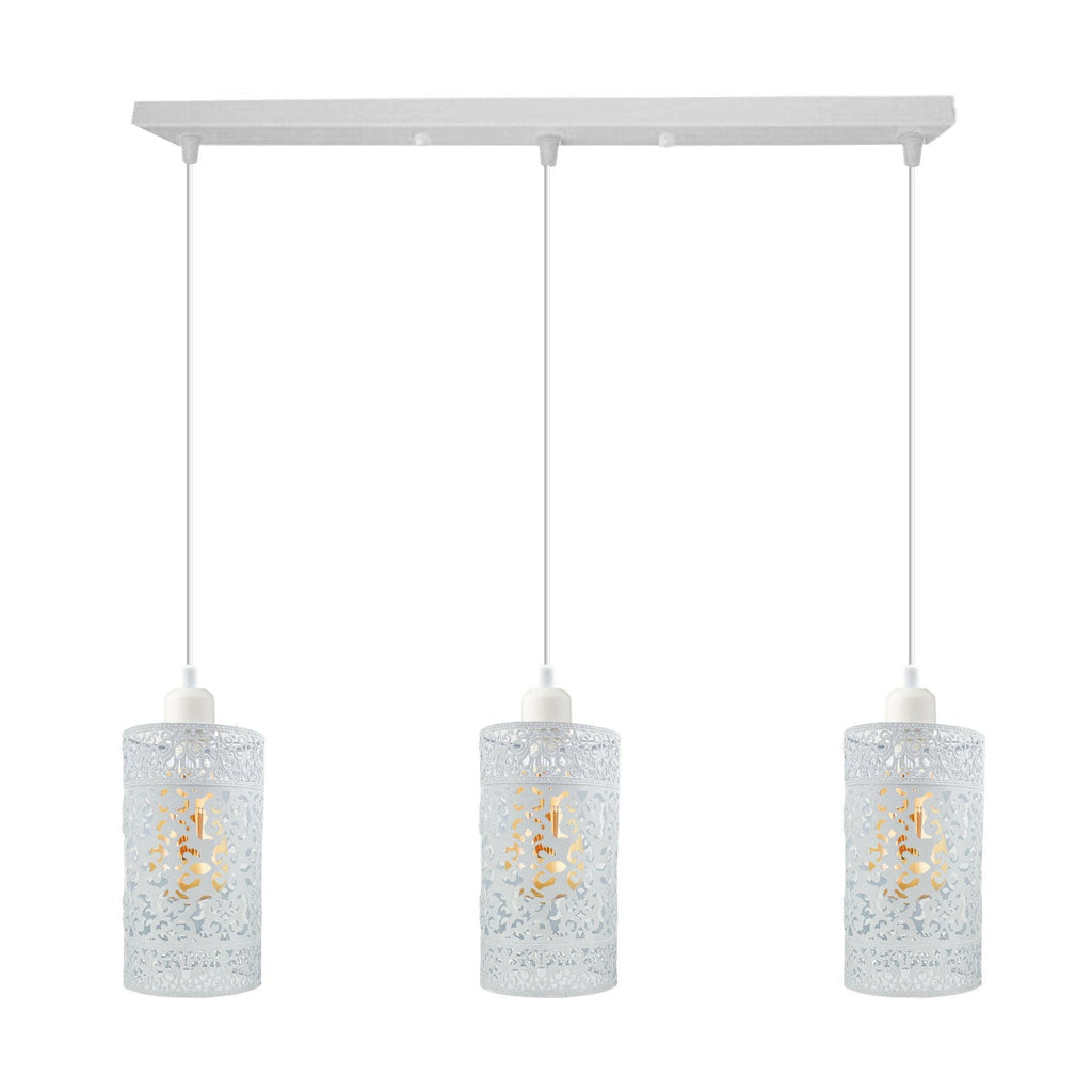 Industrial Retro 3-Way Pendant Light Rectangle Ceiling Base E27 Metal Shades