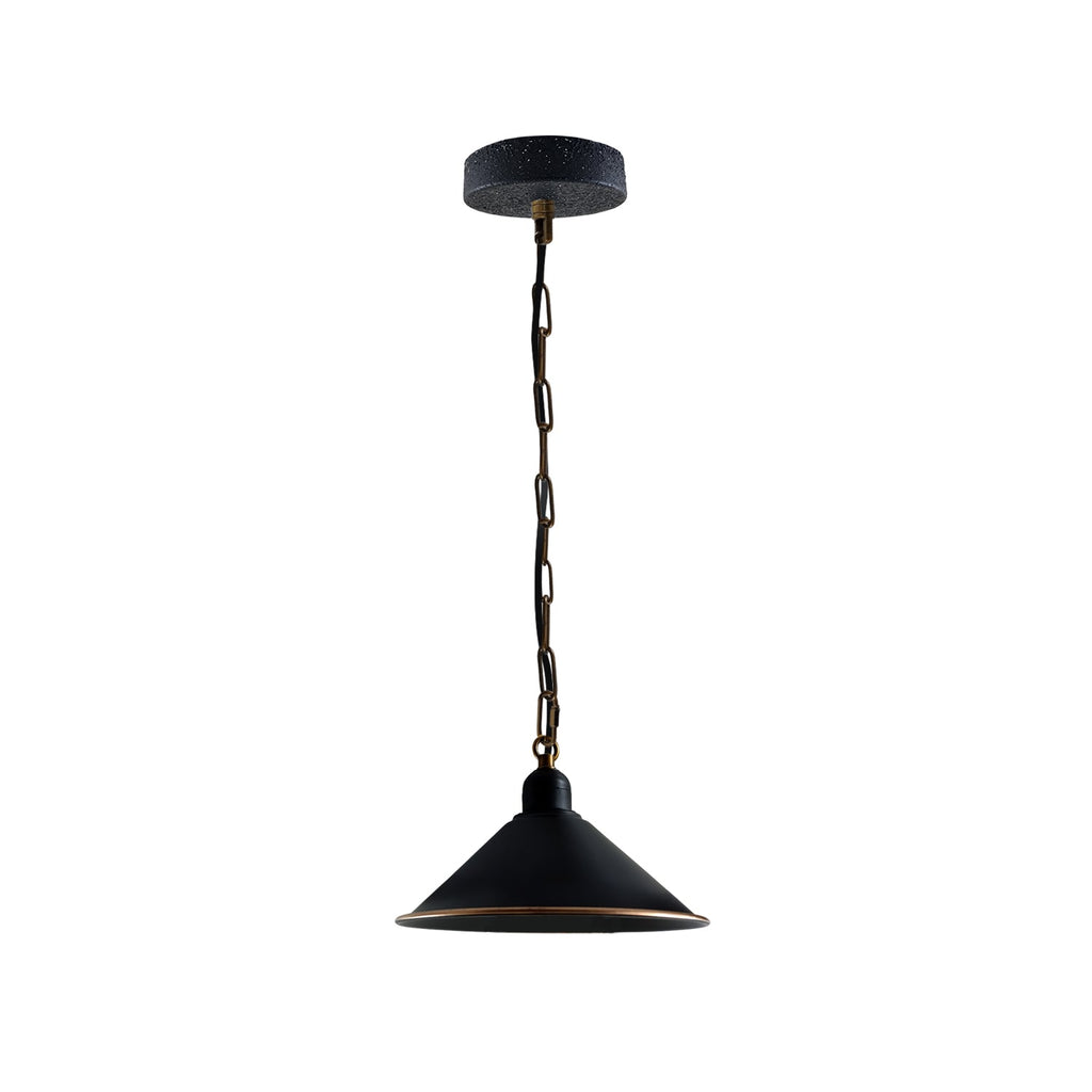 Vintage Black Metal Cone Pendant Light Fixture with Adjustable Chain, Dimmable E27