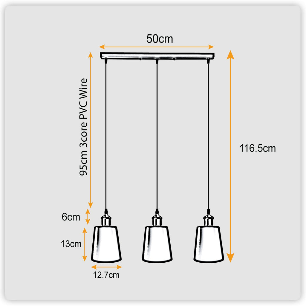 Black 3-Head Industrial Vintage Metal Ceiling Pendant Light Fixture Loft Style