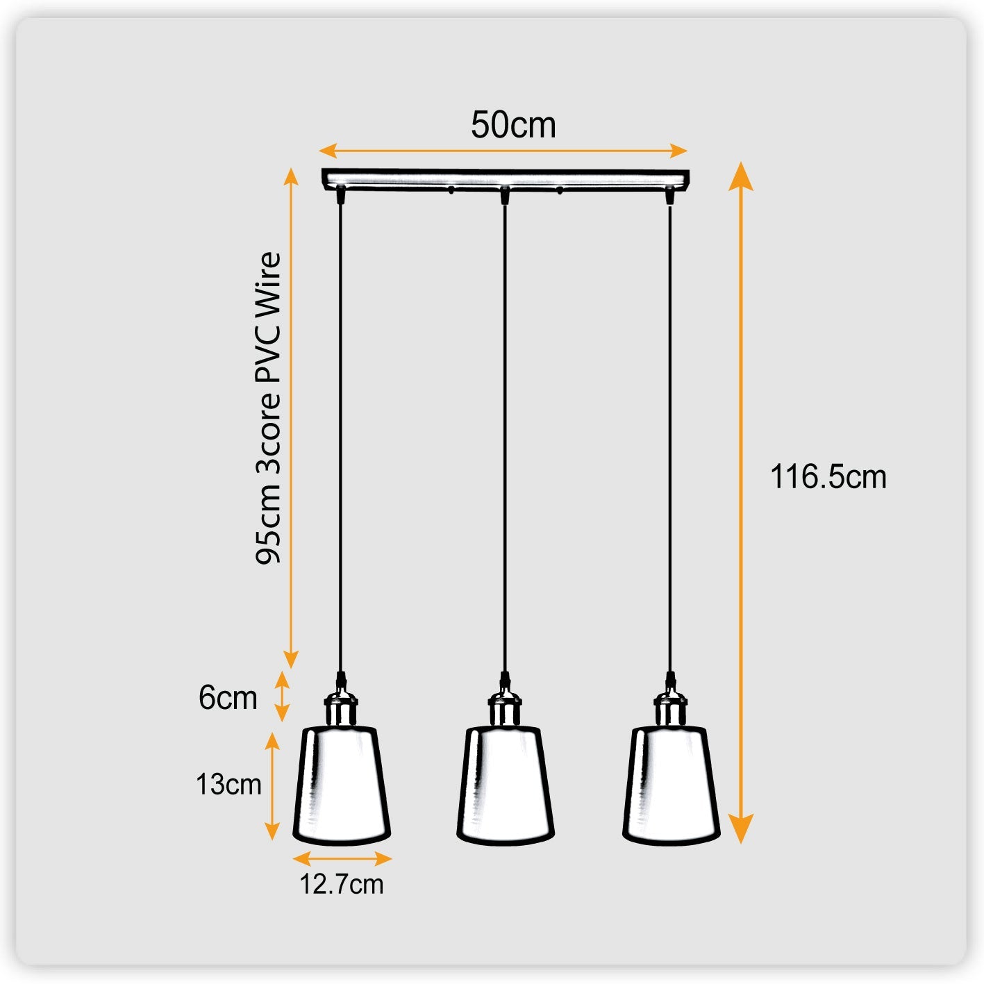 Black 3-Head Industrial Vintage Metal Ceiling Pendant Light Fixture Loft Style