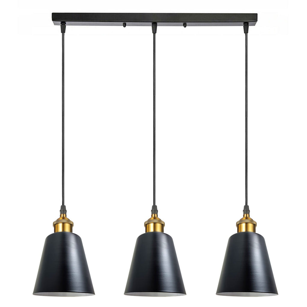 Black 3-Head Industrial Vintage Metal Ceiling Pendant Light Fixture Loft Style