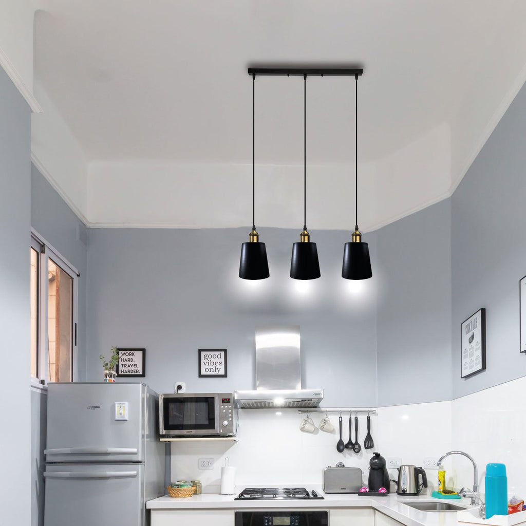 Black 3-Head Industrial Vintage Metal Ceiling Pendant Light Fixture Loft Style