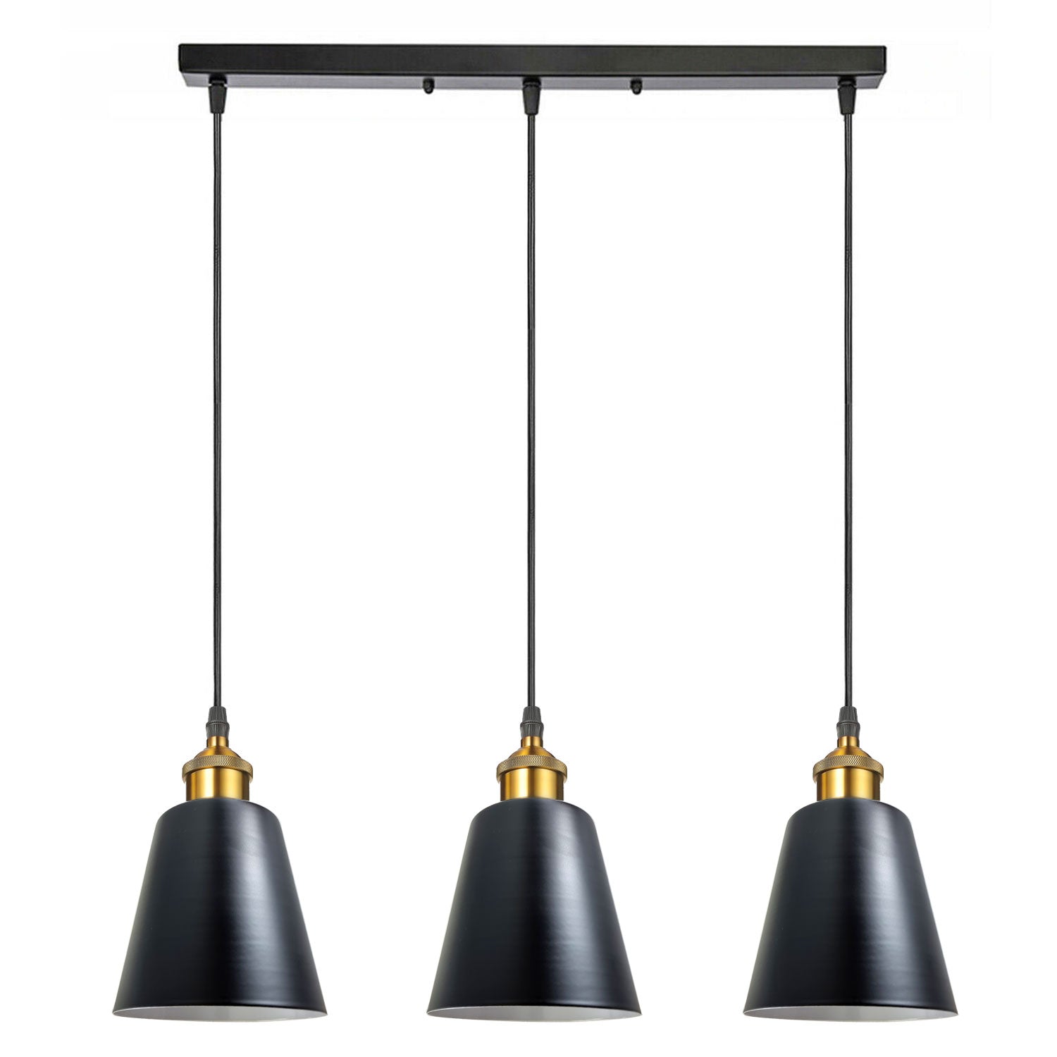 Black 3-Head Industrial Vintage Metal Ceiling Pendant Light Fixture Loft Style