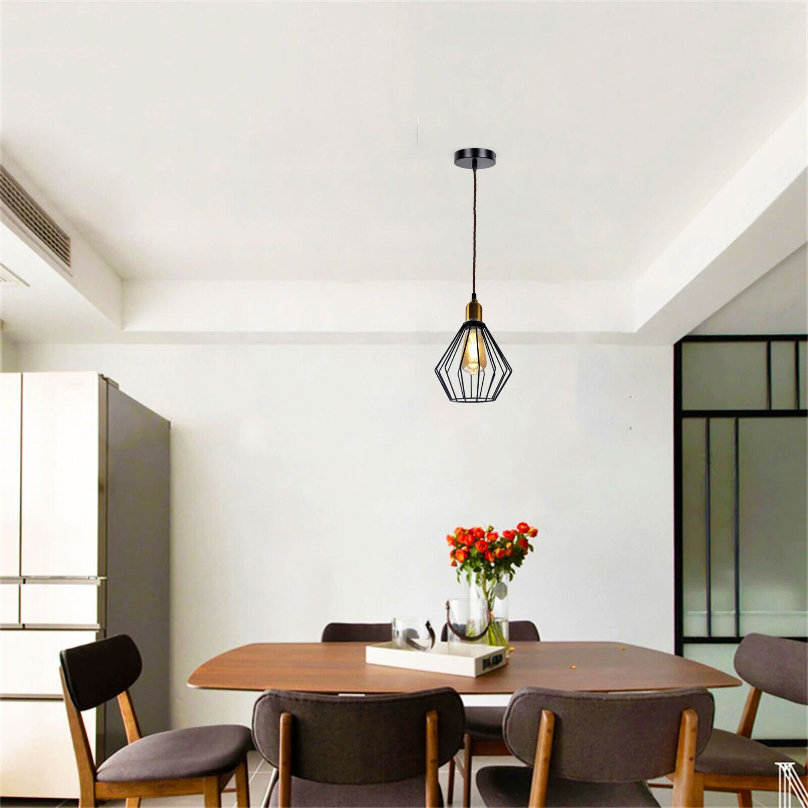 Vintage Retro Industrial Wire Cage E27 Ceiling Pendant Light Fixture Kit