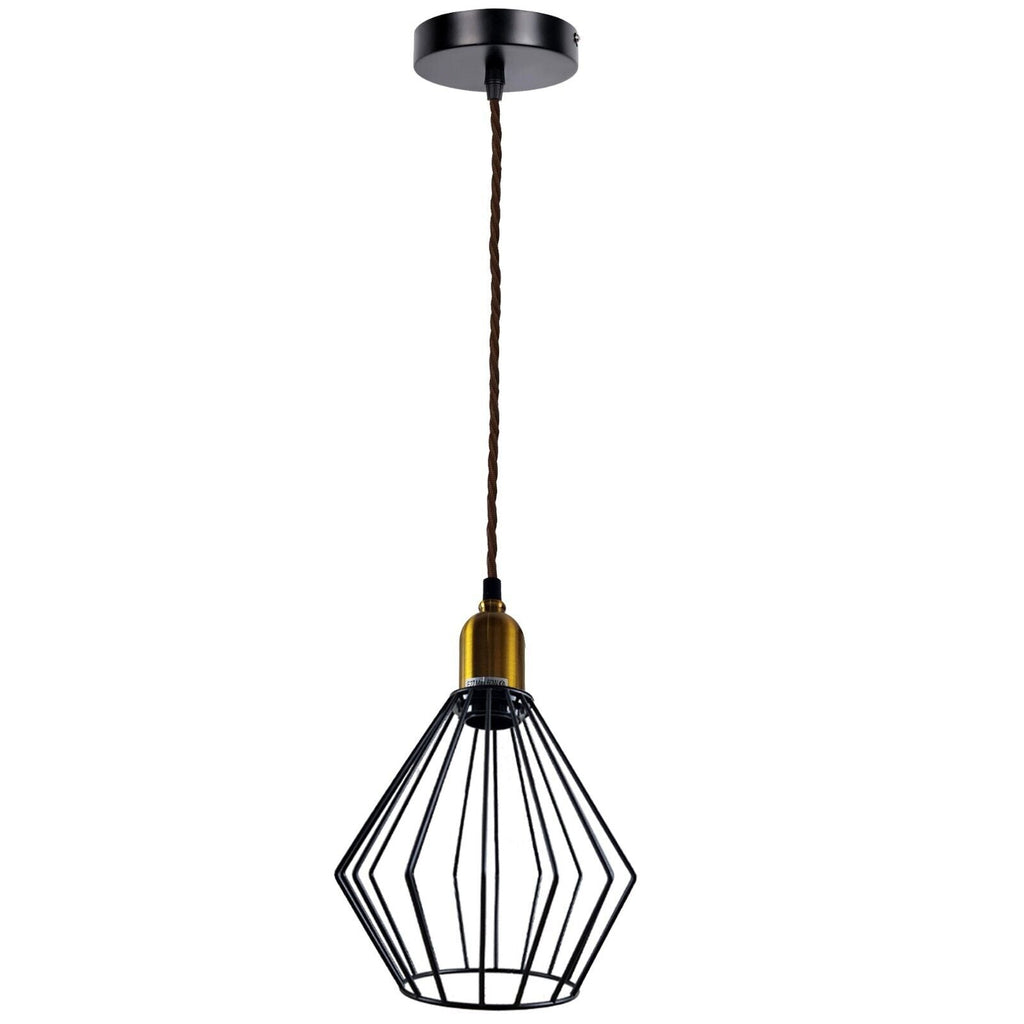 Vintage Retro Industrial Wire Cage E27 Ceiling Pendant Light Fixture Kit