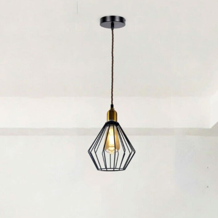 Vintage Retro Industrial Wire Cage E27 Ceiling Pendant Light Fixture Kit