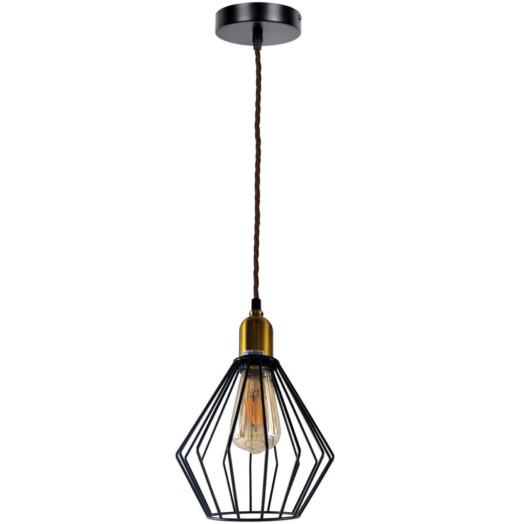Vintage Retro Industrial Wire Cage E27 Ceiling Pendant Light Fixture Kit
