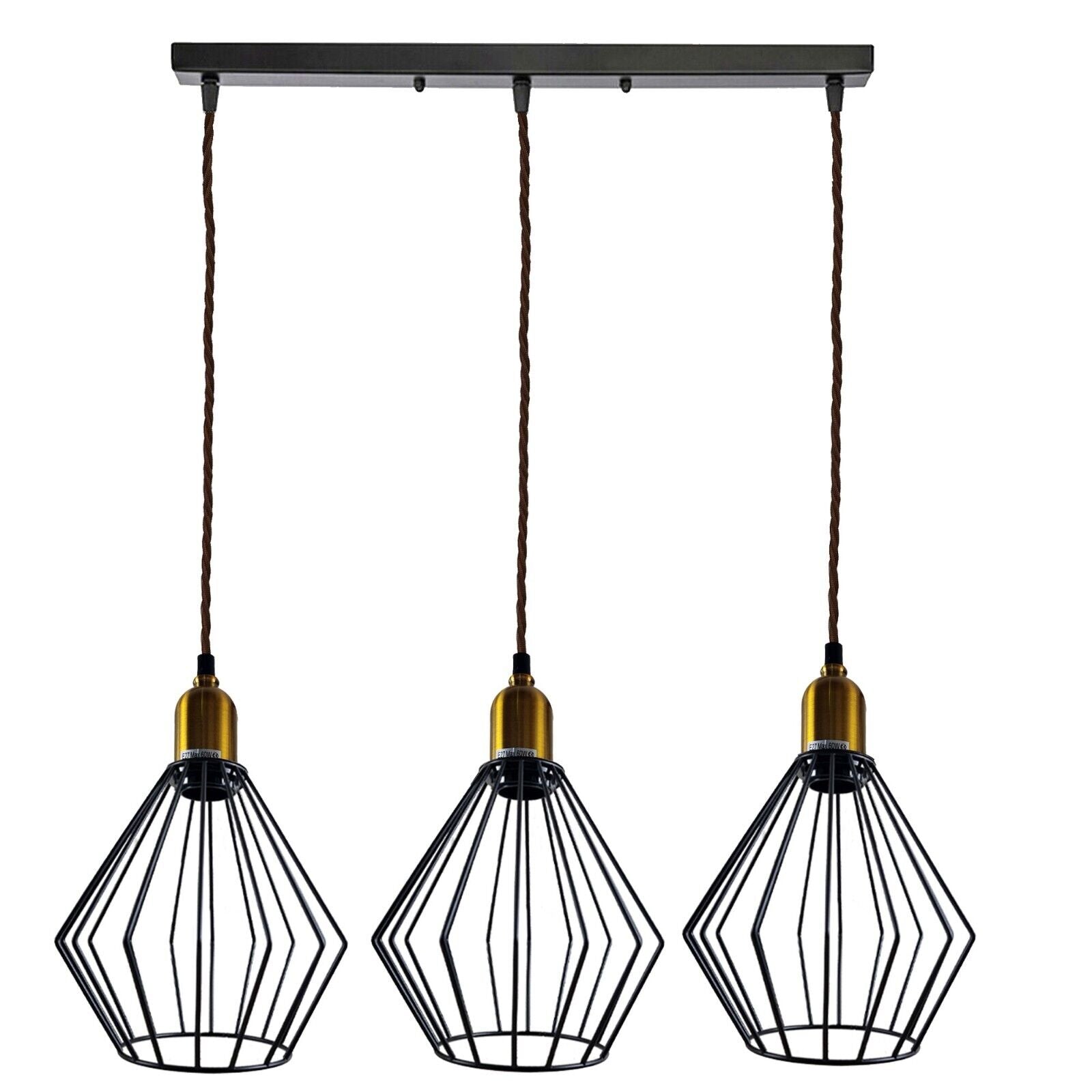 Industrial Vintage Retro 3-Head Wire Cage Ceiling Light E27 Dimmable Fixture