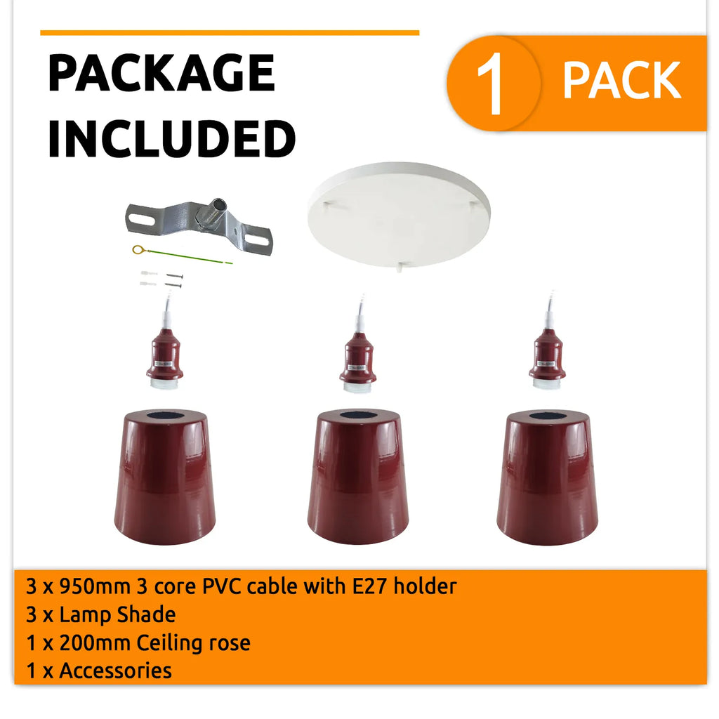 Industrial E27 3 Way Vintage Retro Ceiling Pendent Light~4295