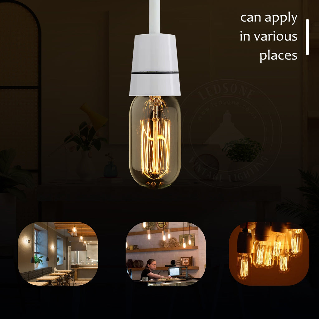 2 Pack Vintage Dimmable Incandescent B22 Amber Glass Warm White Light Bulbs