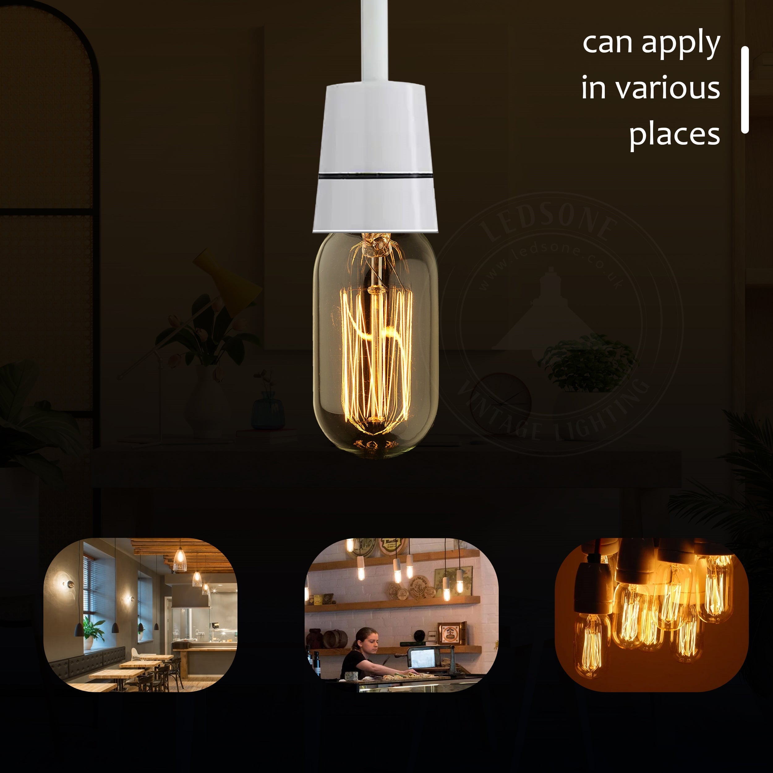 2 Pack Vintage Dimmable Incandescent B22 Amber Glass Warm White Light Bulbs