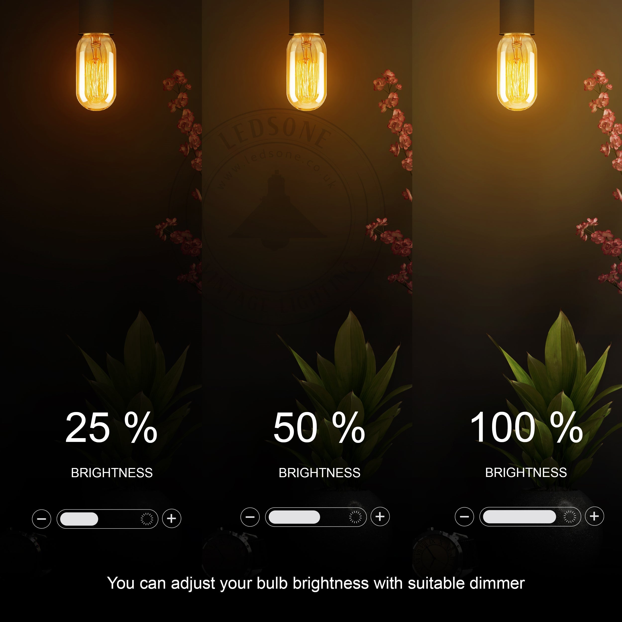 2 Pack Vintage Dimmable Incandescent B22 Amber Glass Warm White Light Bulbs