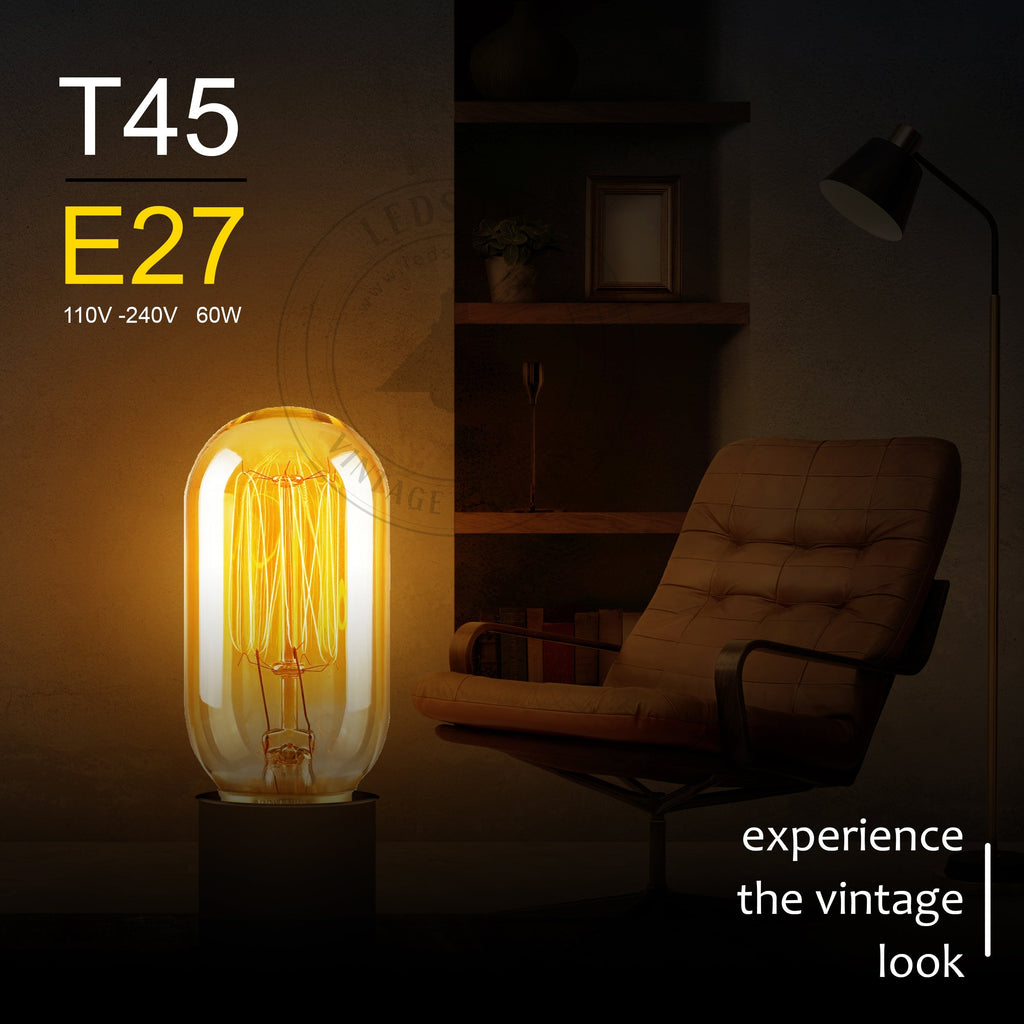 Dimmable B22 Amber Glass Vintage Edison Filament Bulbs 2 Pack