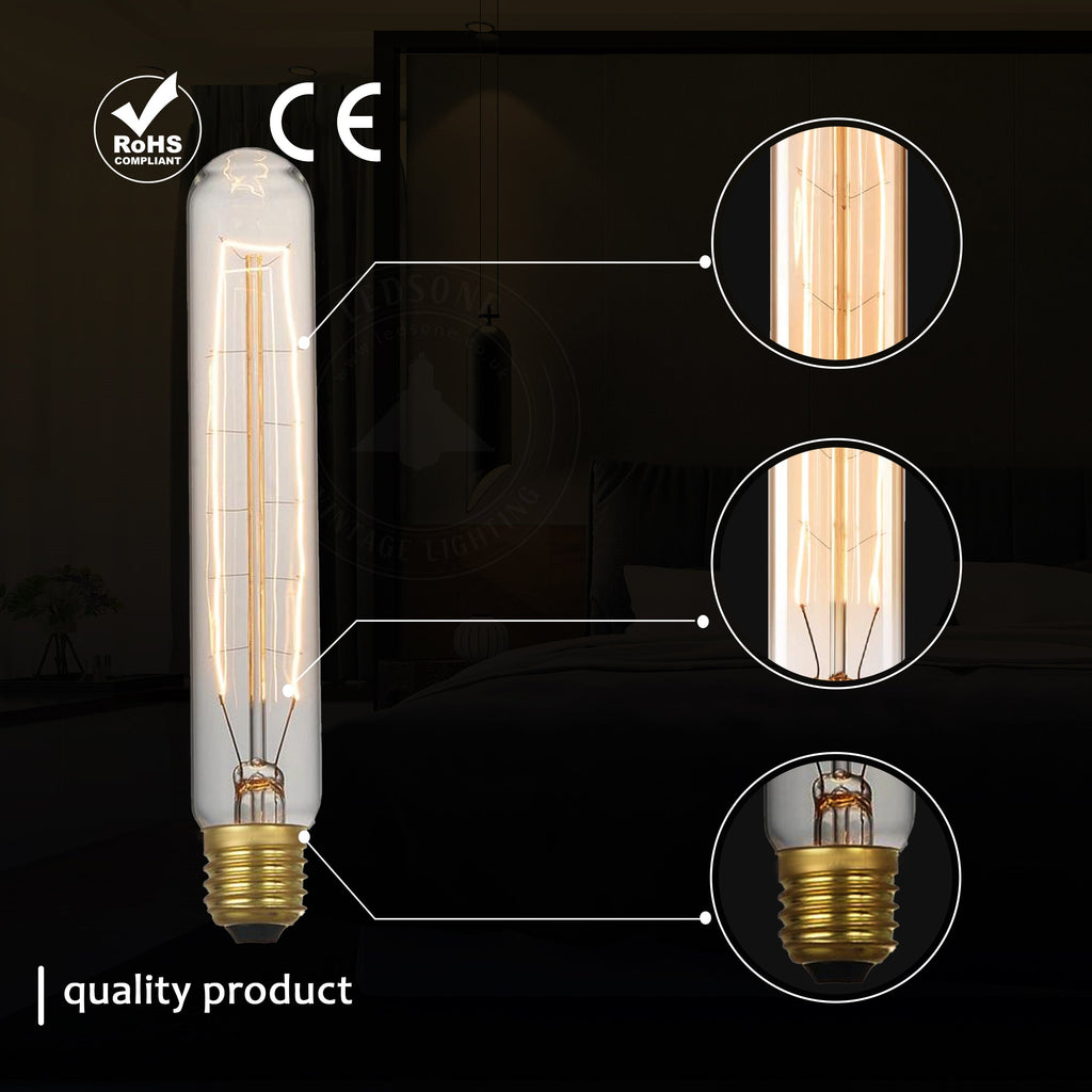 2 Pack Vintage Dimmable Incandescent B22 Amber Glass Warm White Light Bulbs