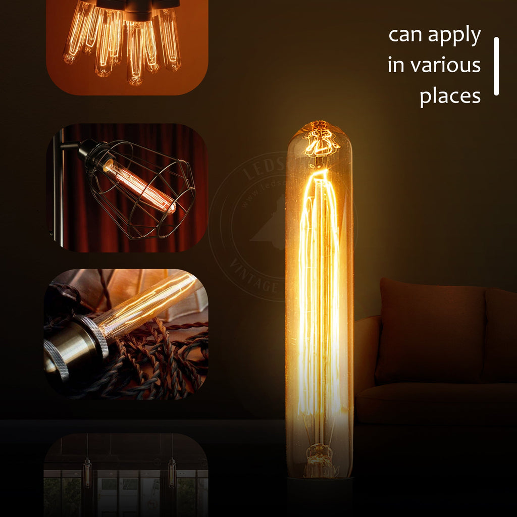 2-Pack Vintage Dimmable B22 G95 Amber Glass Incandescent Bulb Warm White Light
