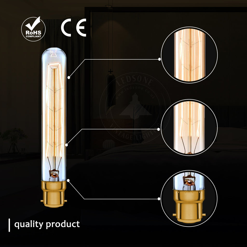 2-Pack Vintage Dimmable B22 G95 Amber Glass Incandescent Bulb Warm White Light