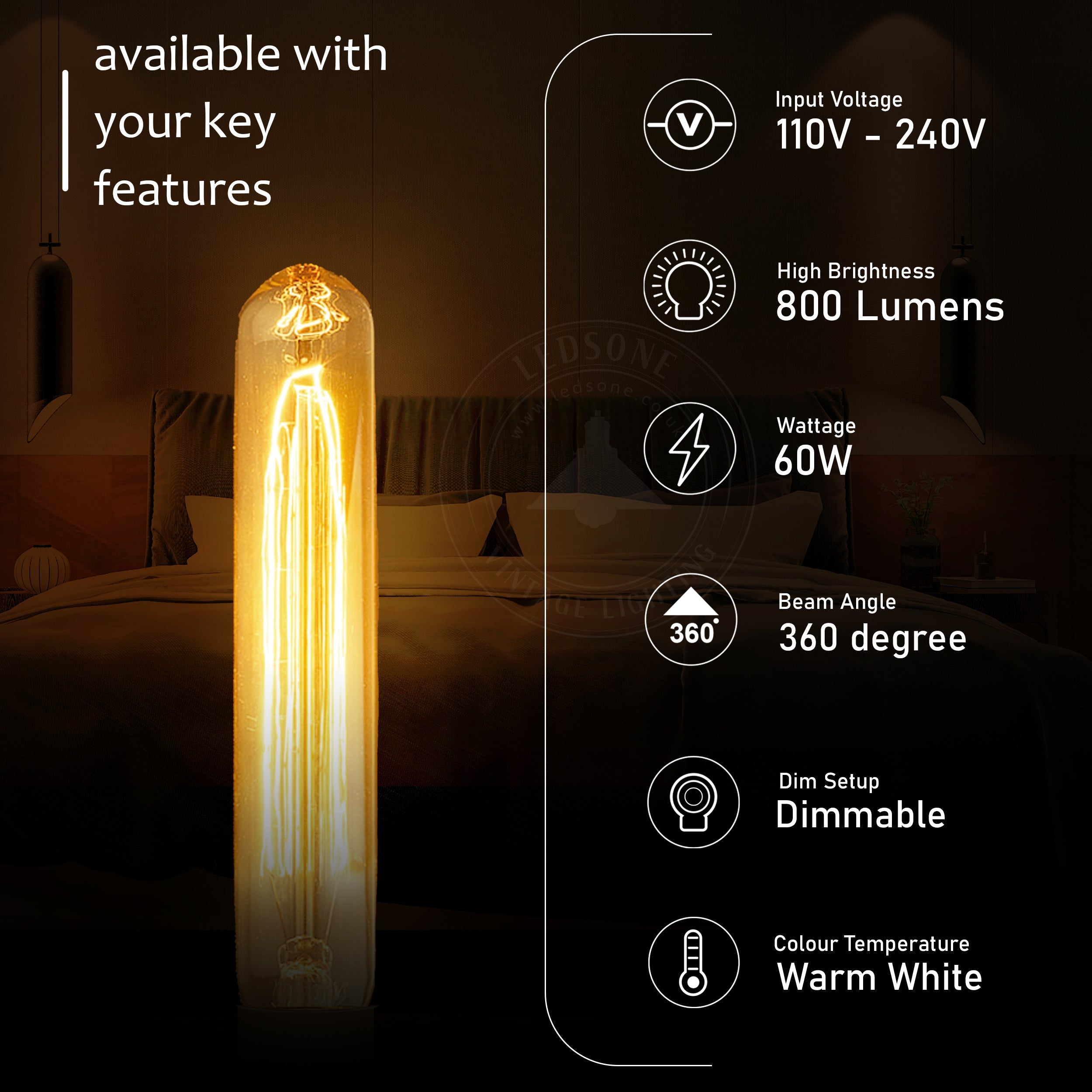 2-Pack Vintage Dimmable B22 G95 Amber Glass Incandescent Bulb Warm White Light