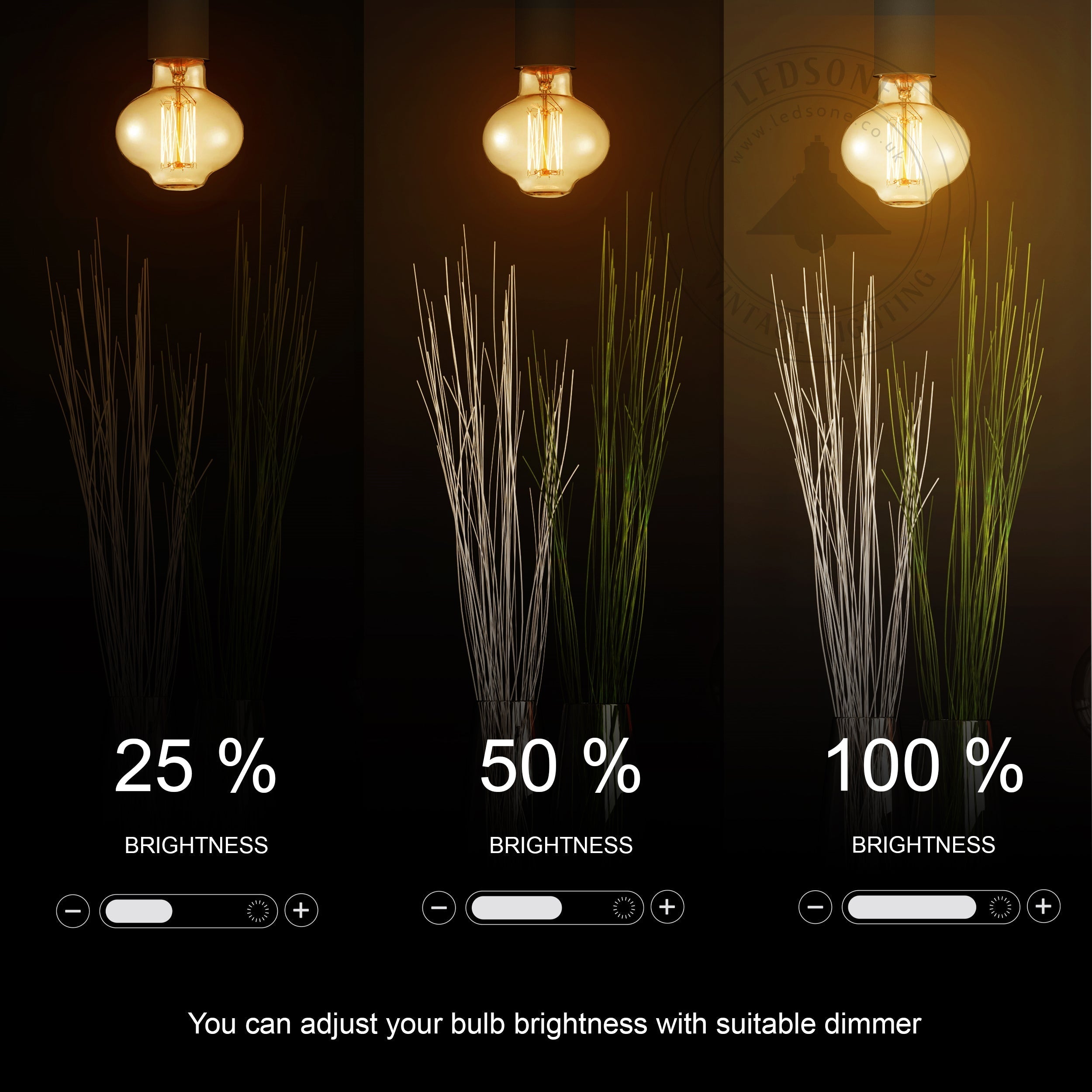 2-Pack Vintage Dimmable B22 G95 Amber Glass Incandescent Bulb Warm White Light