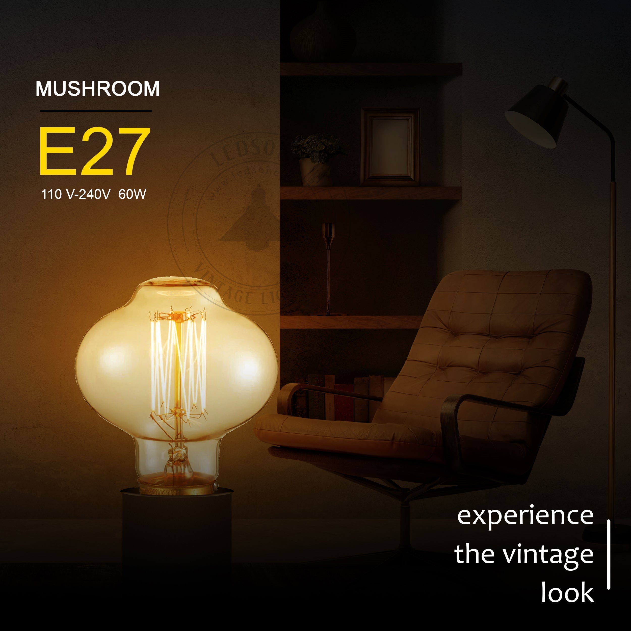 Dimmable B22 Amber Glass Vintage Edison Filament Bulbs 2 Pack