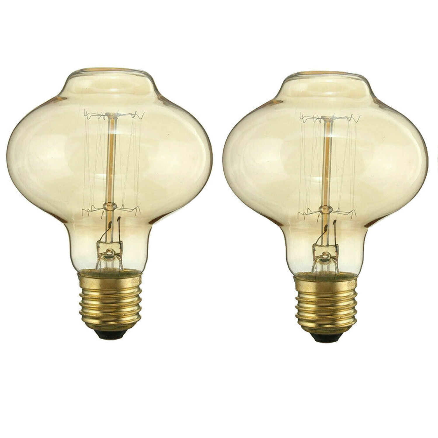 2-Pack Vintage Dimmable LED Edison Bulbs Amber Glass Warm White 2700K