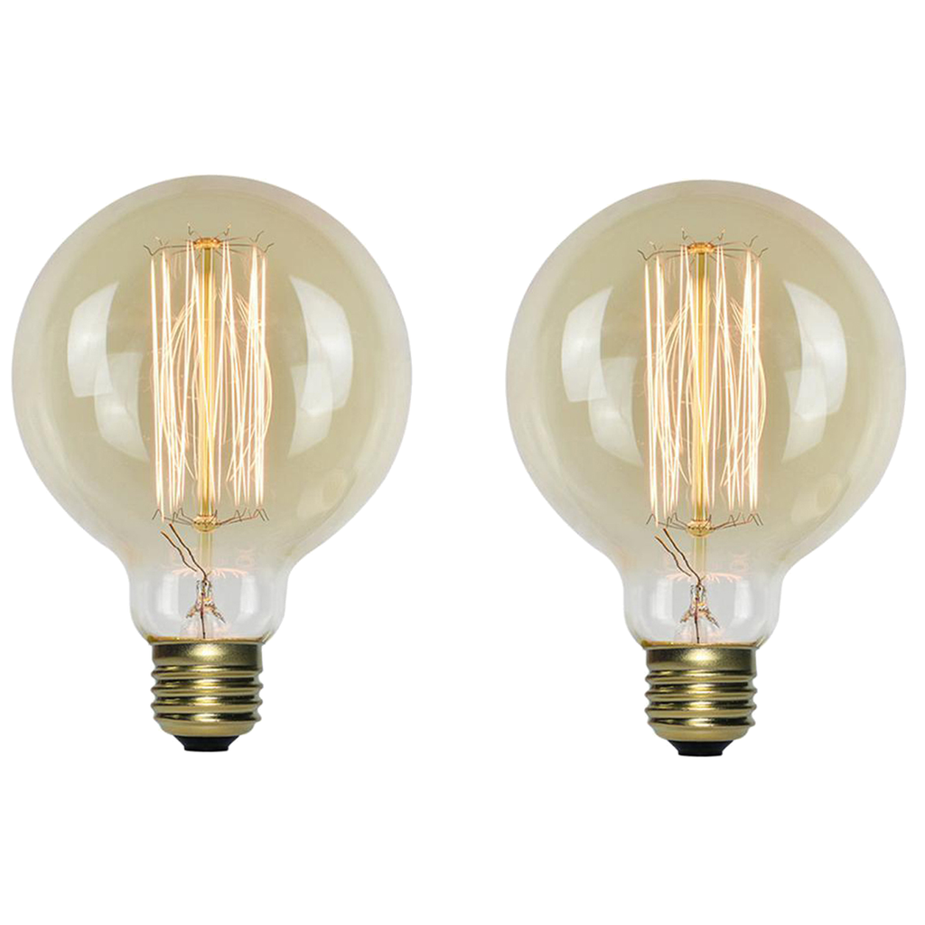 2-Pack Vintage Dimmable LED Edison Bulbs Amber Glass Warm White 2700K
