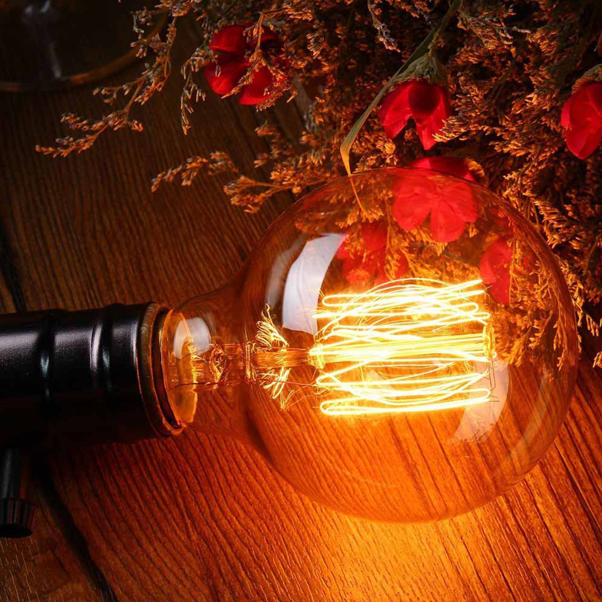 2-Pack Vintage Dimmable LED Edison Bulbs Amber Glass Warm White 2700K