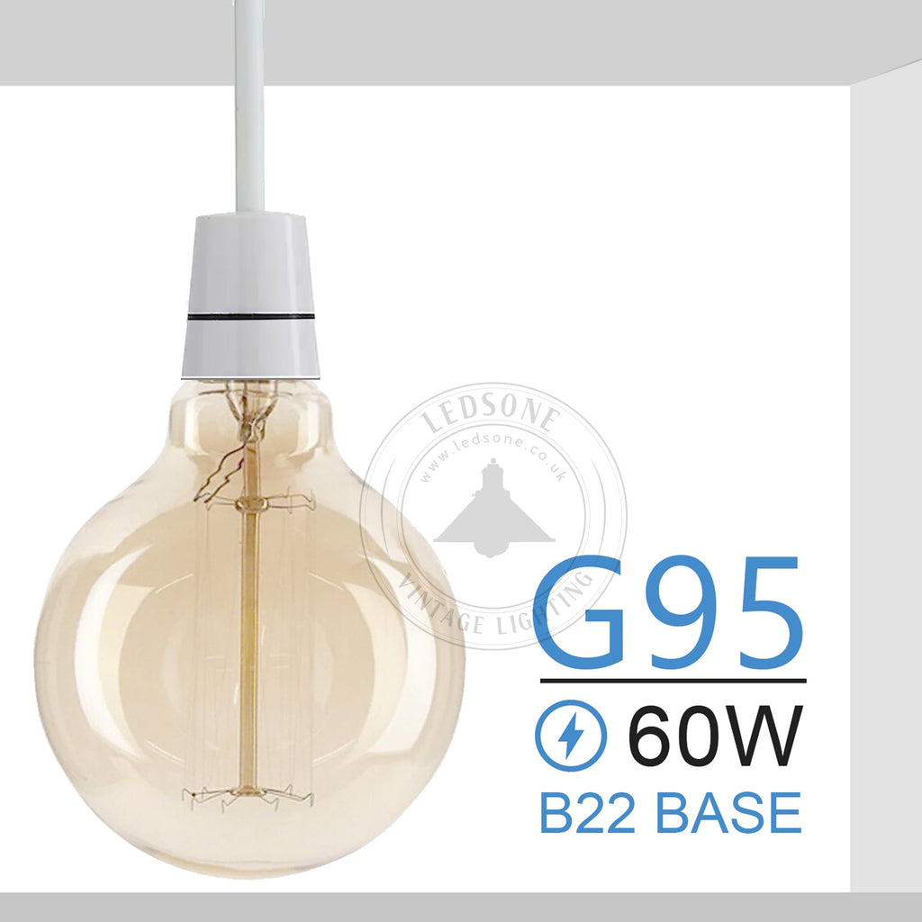 Dimmable B22 Amber Glass Vintage Edison Filament Bulbs 2 Pack