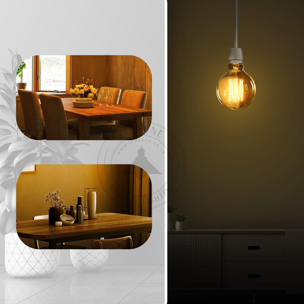 2 Pack Vintage Dimmable Incandescent B22 Amber Glass Warm White Light Bulbs