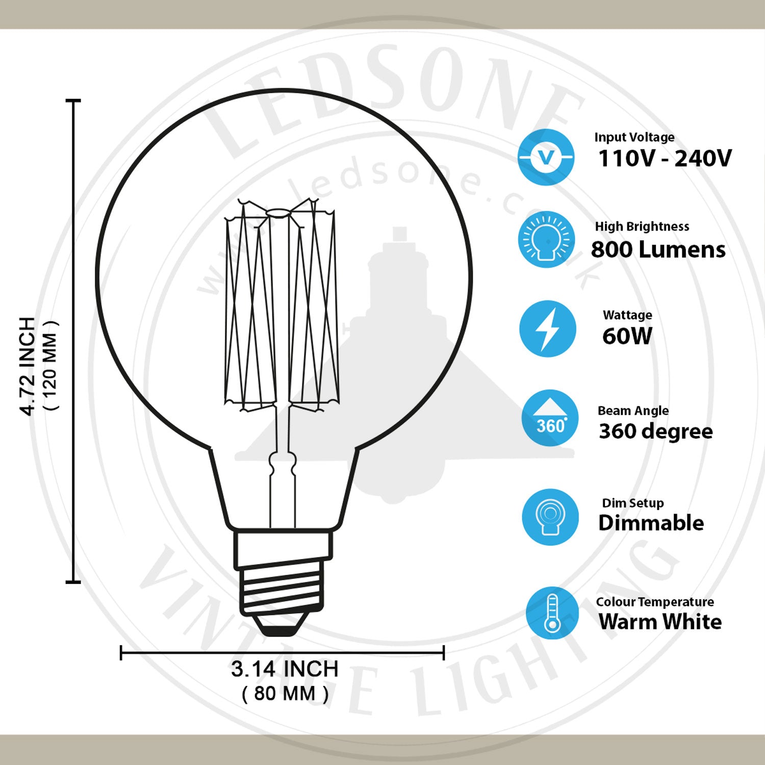 Dimmable B22 Amber Glass Vintage Edison Filament Bulbs 2 Pack
