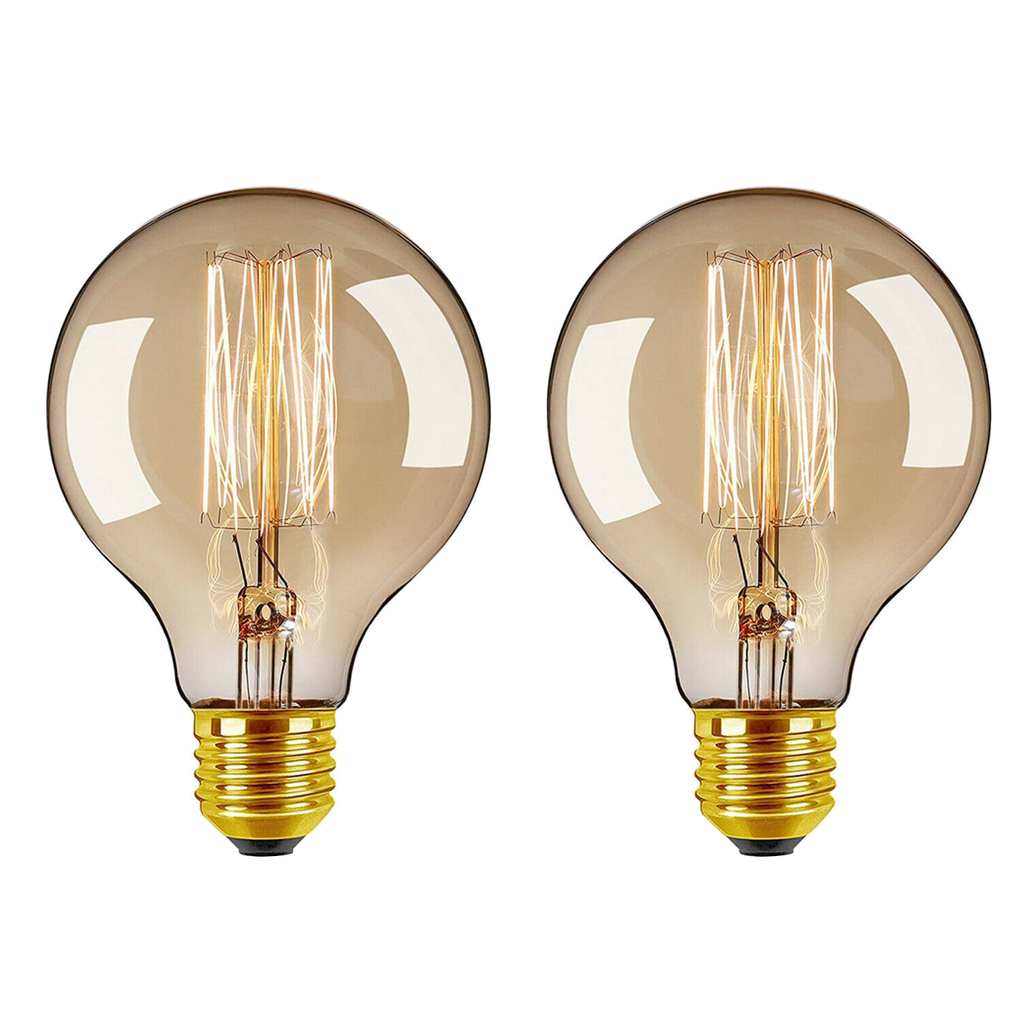 2-Pack Vintage Dimmable LED Edison Bulbs Amber Glass Warm White 2700K