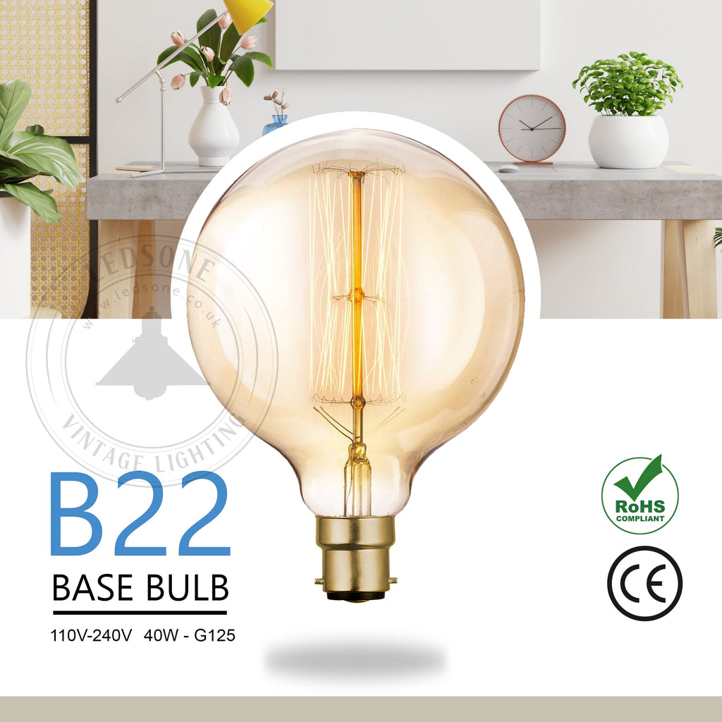 Dimmable B22 Amber Glass Vintage Edison Filament Bulbs 2 Pack