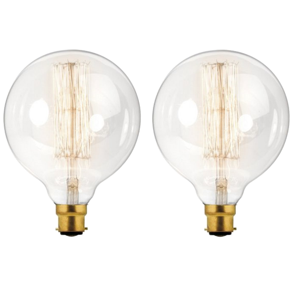 2-Pack Vintage Dimmable B22 G95 Amber Glass Incandescent Bulb Warm White Light