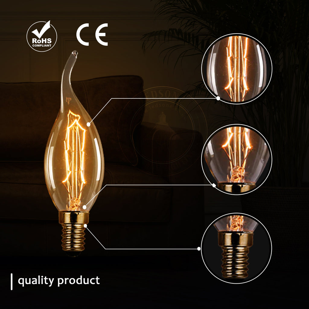 Dimmable B22 Amber Glass Vintage Edison Filament Bulbs 2 Pack
