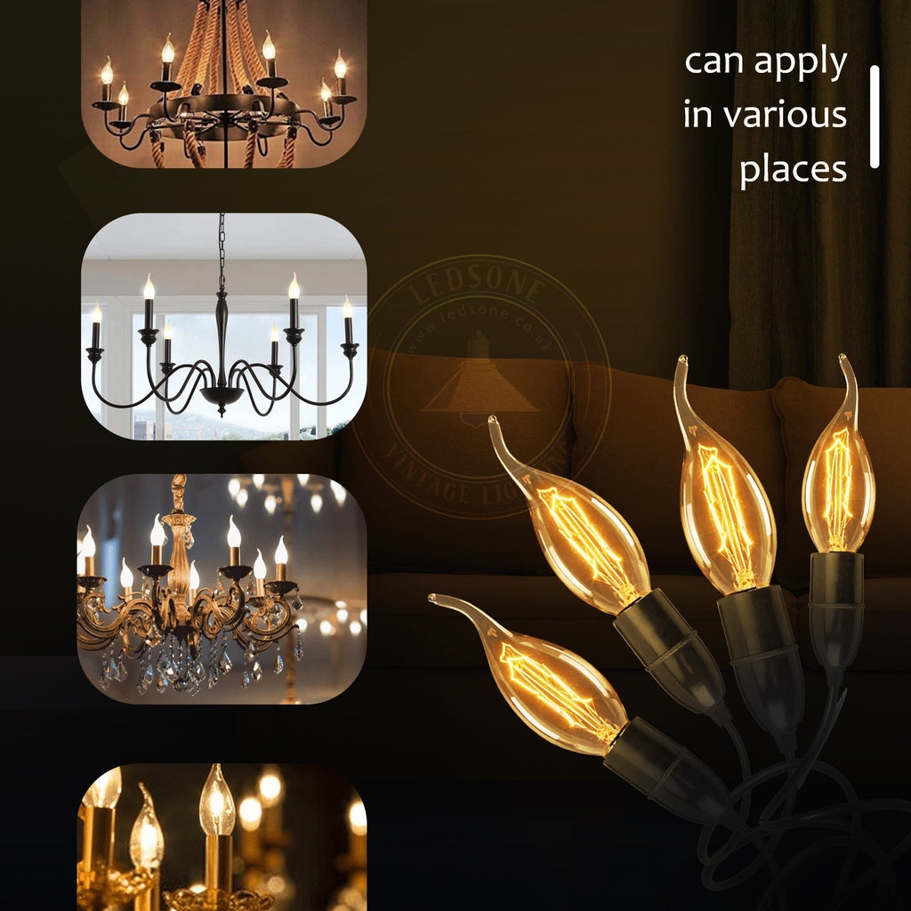 2 Pack Vintage Dimmable Incandescent B22 Amber Glass Warm White Light Bulbs