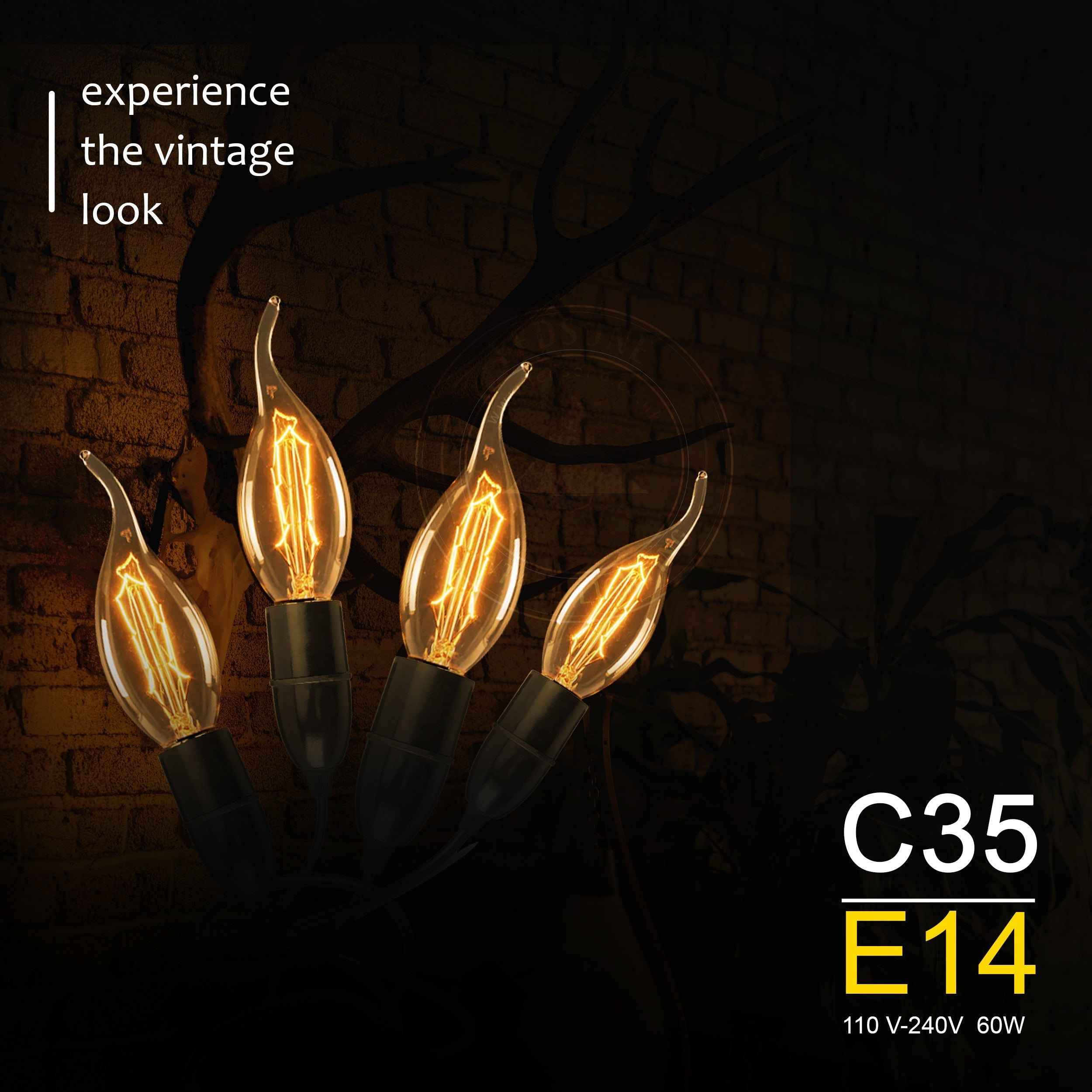 2-Pack Vintage Dimmable B22 G95 Amber Glass Incandescent Bulb Warm White Light