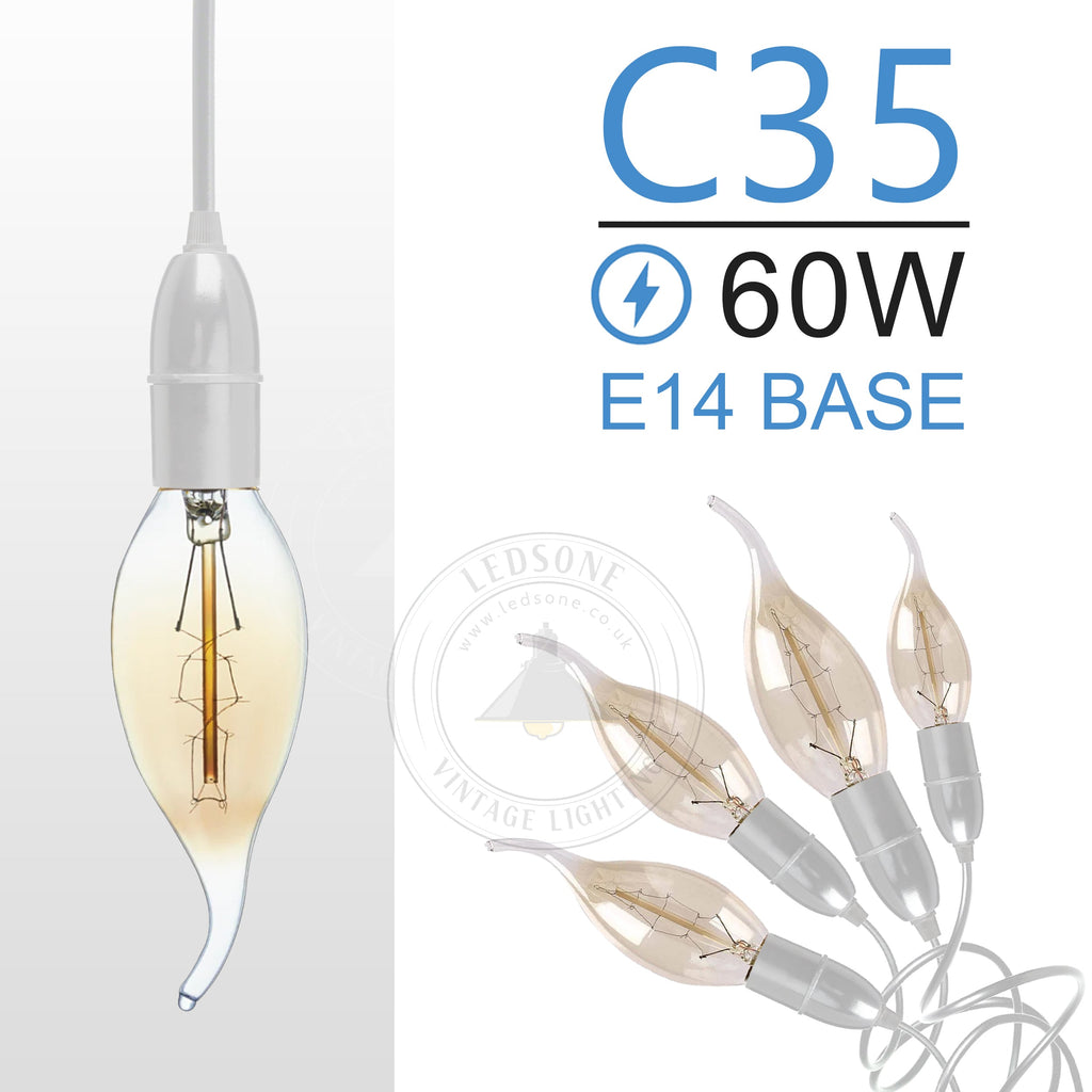 Dimmable B22 Amber Glass Vintage Edison Filament Bulbs 2 Pack