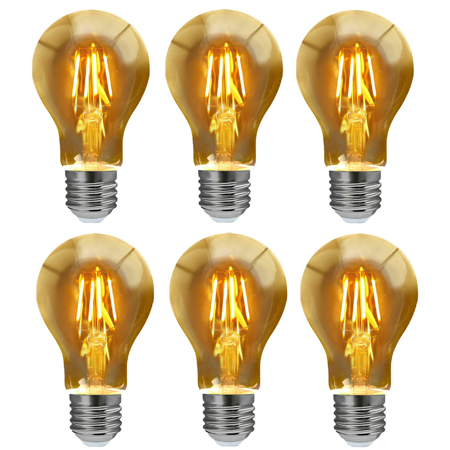 A60 Dimmable LED Filament Bulb E27 8W Warm White Energy Saving Vintage