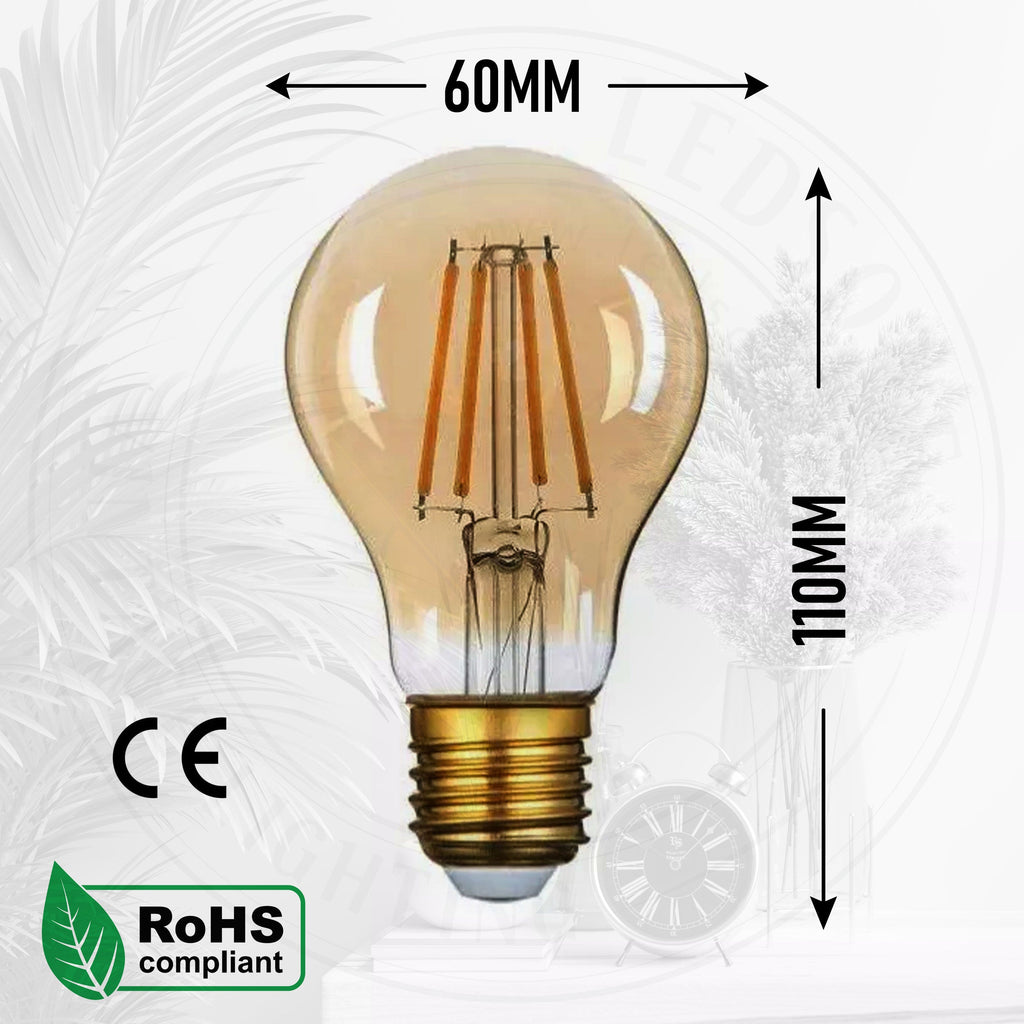 Energy-Saving Dimmable LED A60 E27 Filament Screw Globe Light Bulb