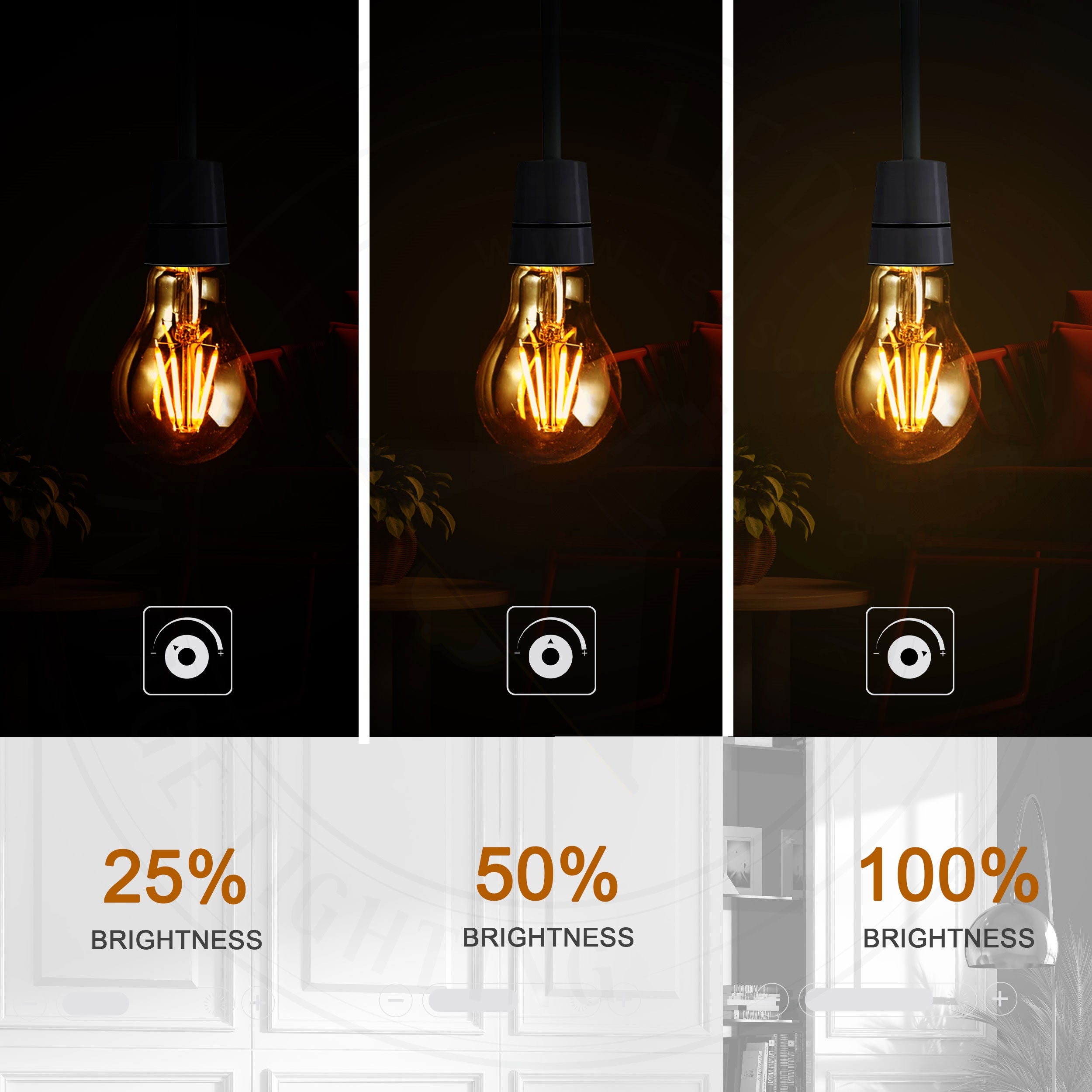 Energy-Saving Dimmable LED A60 E27 Filament Screw Globe Light Bulb