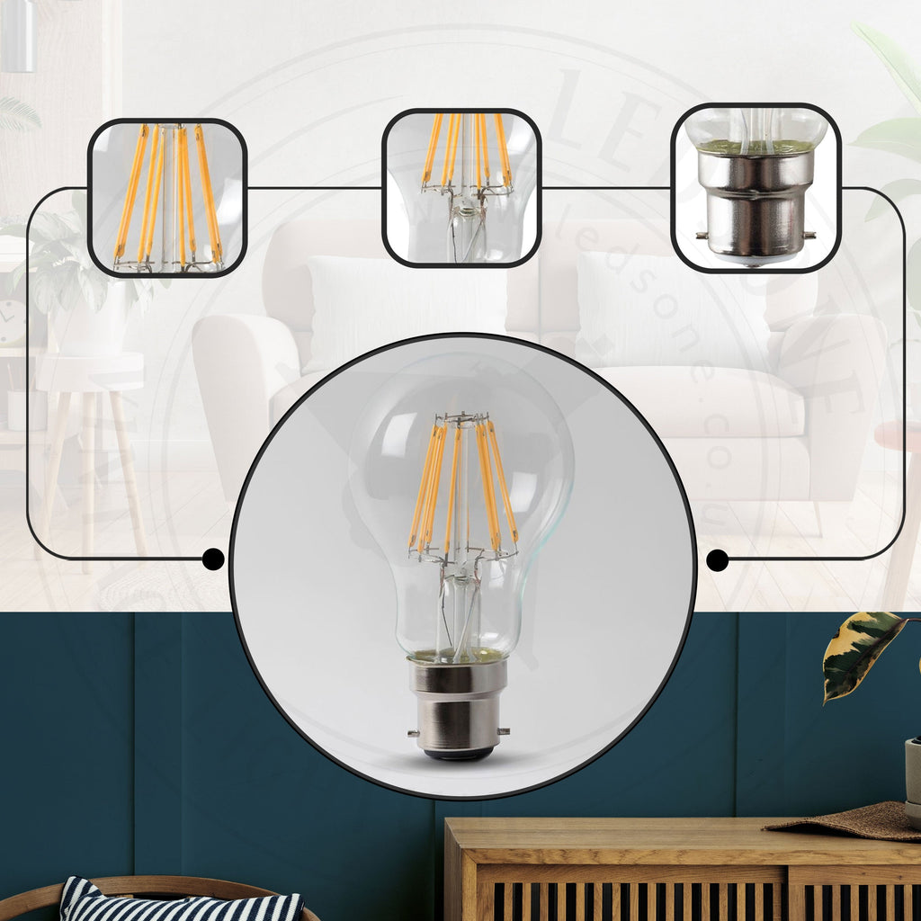 Energy-Saving Vintage A60 LED Bayonet Bulb Dimmable Cool White Light