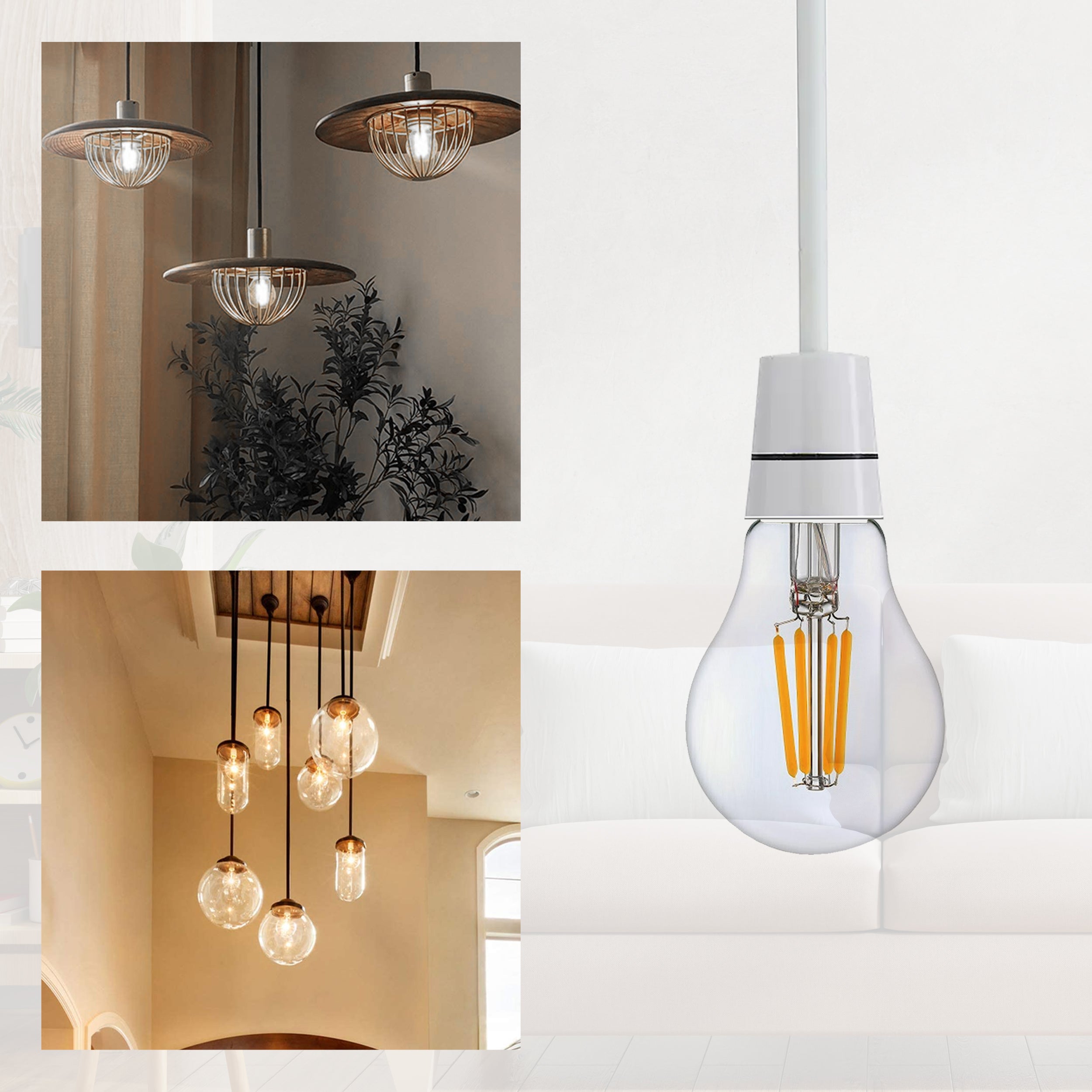 Dimmable A60 LED Filament Bulb B22 4W Cool White 6000K Energy Saving
