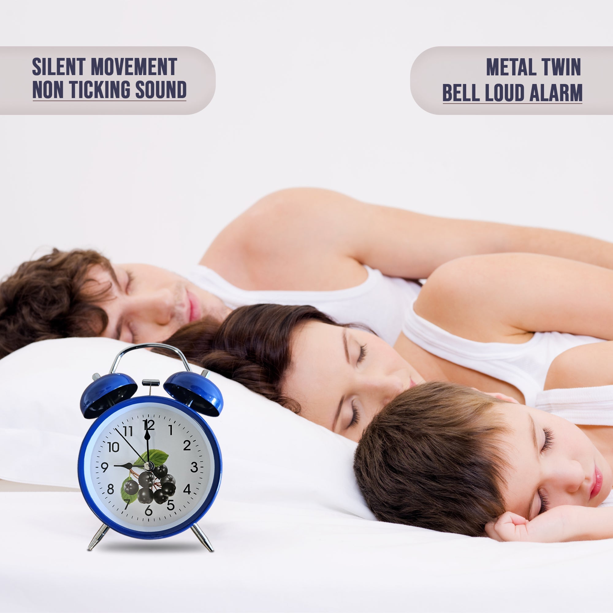 Retro Twin Bell Loud Bedside Alarm Clock Battery Operated Analogue