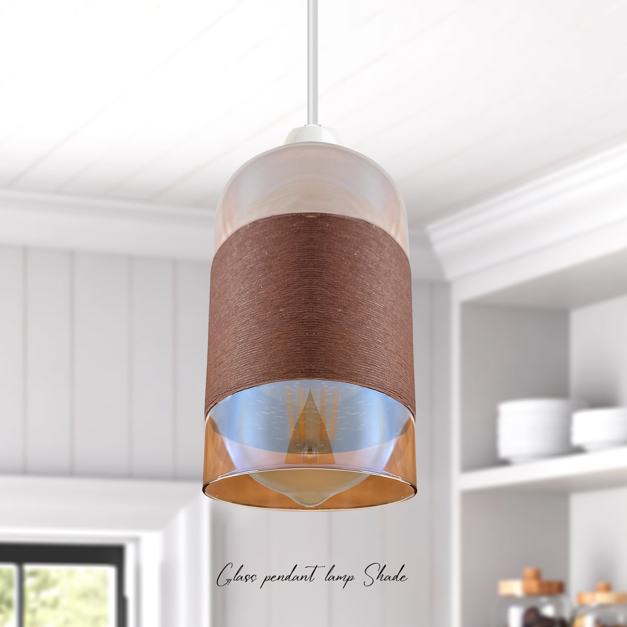 Elegant Floral Glass Pendant Lamp Shade, Easy Fit, Modern Decorative Chrome Finish