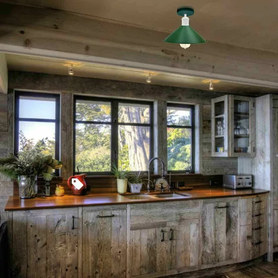 Industrial Vintage Metal Wall Sconce and Retro Ceiling Light Fixture