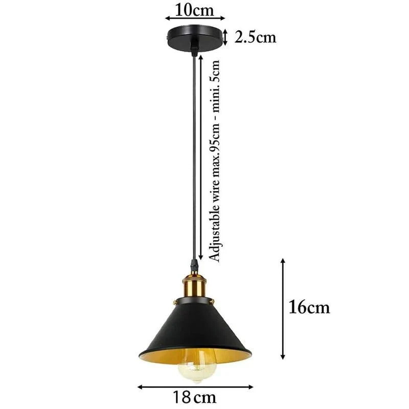 Industrial Vintage Metal Pendant Light E27 Adjustable Hanging Fixture