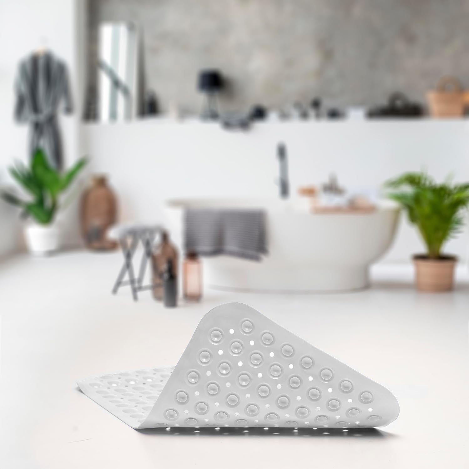 Anti-Bacterial Non Slip Grip and Drain Holes Soft Shower Mat~6103