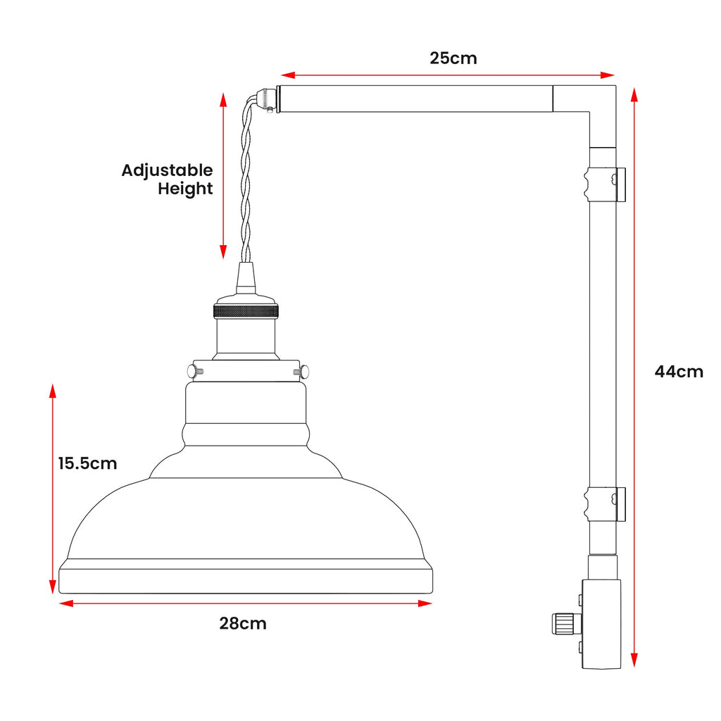 Industrial 20mm Conduit Pipe Wall mounted kit with Amber Glass Shade ~6123