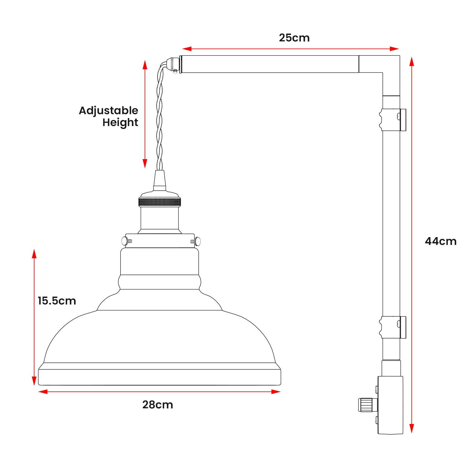 Industrial 20mm Conduit Pipe Wall mounted kit with Amber Glass Shade ~6123