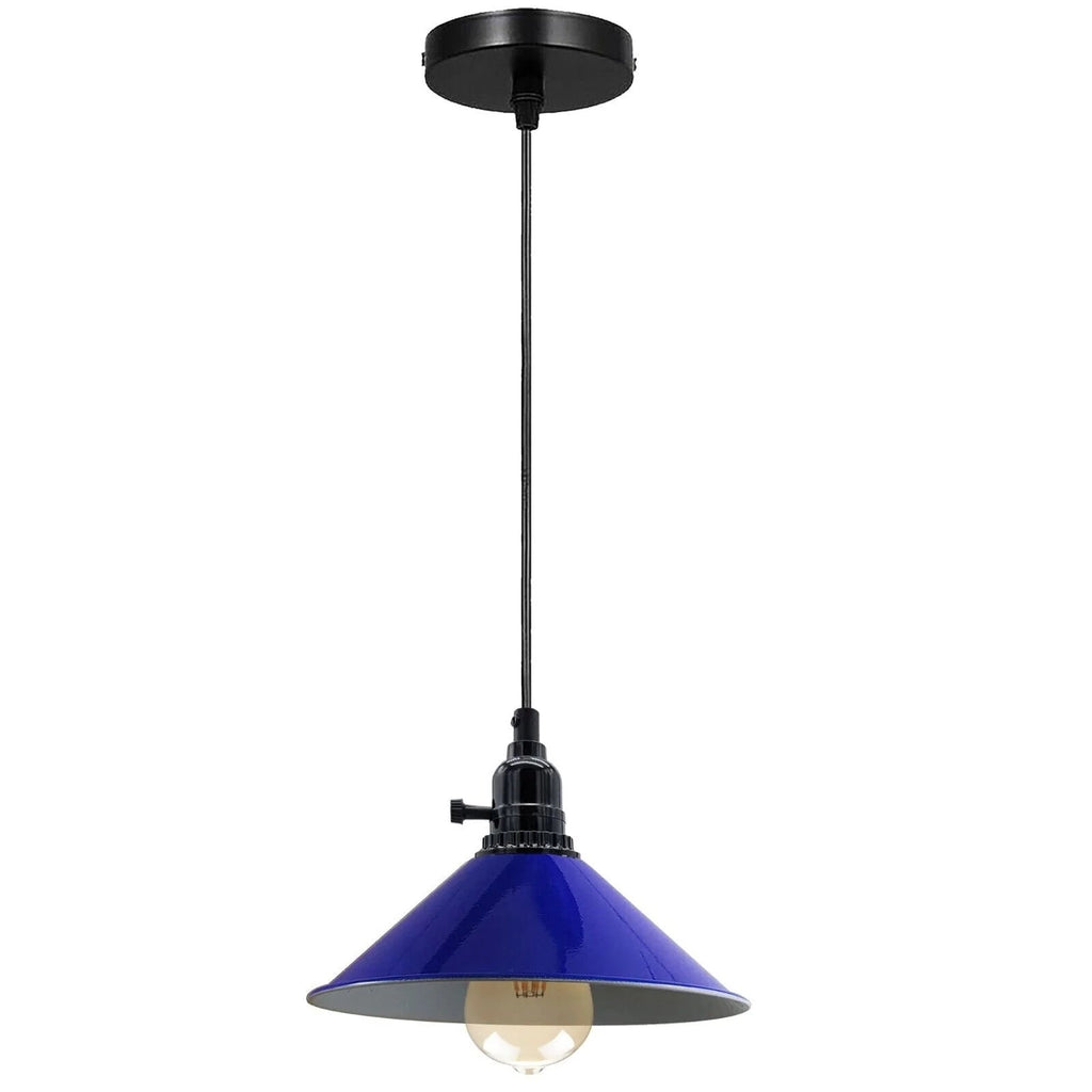 Industrial Vintage Metal Pendant Light Shade Chandelier Navy Blue Lampshade